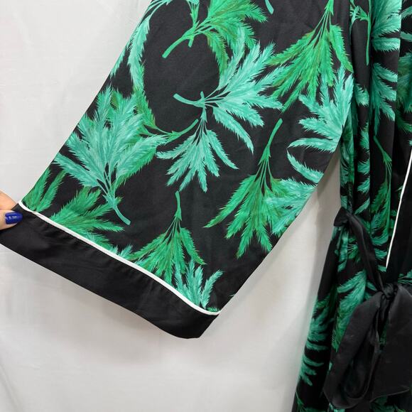 Fe Noel Target Feathered Palm Print Green Black Robe Cover Up Plus Size 2X NWT - Picture 8 of 8